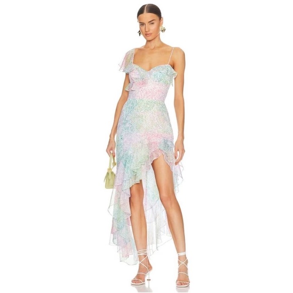 NWT Amanda Uprichard Lively Floral Asymmetric Dress M - Picture 1 of 6